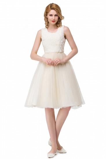 HEIDI| A-line Knee Length Tulle Jewel Sleeveless Lace Mother Daughter Dresses_8