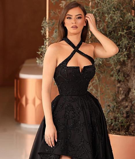 Sexy Halter Black  Hi-Lo Evening Gown  Backless Party Dress_3
