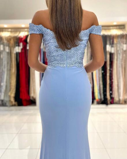 Mermaid Blue Floor Long Evening Dress | Homecoming Dresses With Lace_3