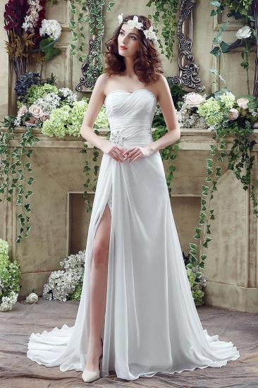 Gorgeous Chiffon Sweetheart Bridal Dress Side Slit Wedding Dress On Sale_2