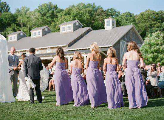 Empire Lavendel Chiffon Langes Brautjungfernkleid Rüschen Günstige bodenlange Kleider für die Hochzeit_4