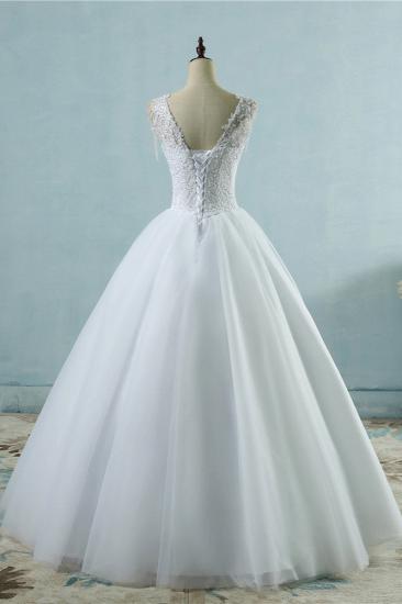 TsClothzone Glamorous Straps Sweetheart White Wedding Dress Sleeveless Appliques Beadings Bridal Gowns_3