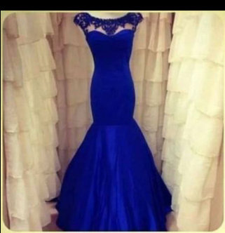 2022 royal Blue Evening Dresses Jewel Backless Long Sleeves Lace Sheer Mermaid Satin Ruffles Prom Gown