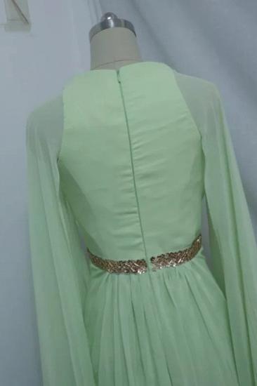 Keyhole Chiffon High split A-line pleats Prom Dress with Shawl_4
