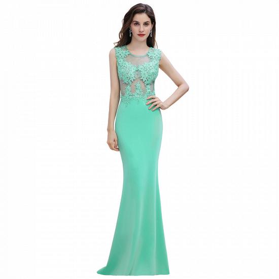 Arrick | Mint Green round neck Cap sleeve Lace appliques Prom Dress_1