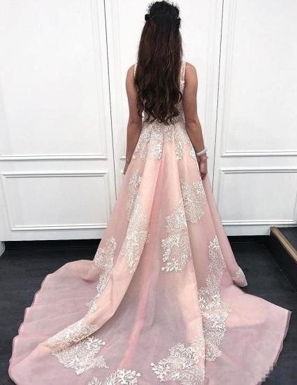 Stunning Pink Applique Straps  Prom Dresses | Ruffle Sleeveless Sexy Evening Dresses_2