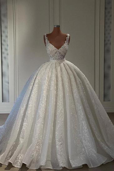 Luxus Straps Sweetheart Lace Ball Gown Wedding Dresses_1