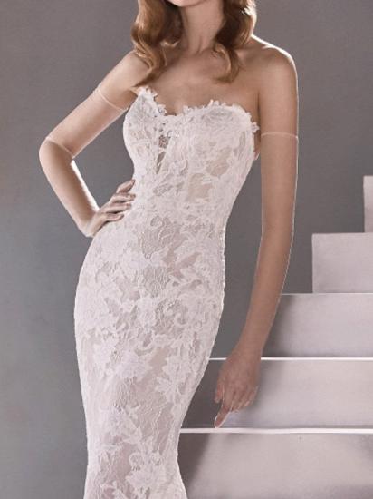 Sexy Mermaid Wedding Dresses Sweetheart Lace Sleeveless Bridal Gowns Plus Size Sweep Train_4