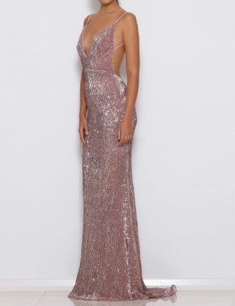 Elegant Sequins Open Back V-Neck Prom Dress On Sale_3