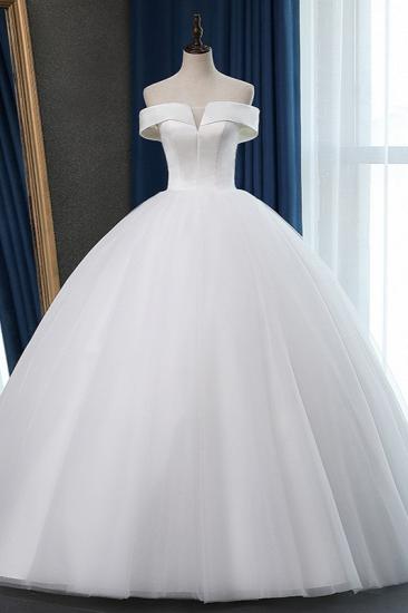 TsClothzone Glamorous Off-the-shoulder A-line Tulle Wedding Dresses White Ruffles Bridal Gowns On Sale_2