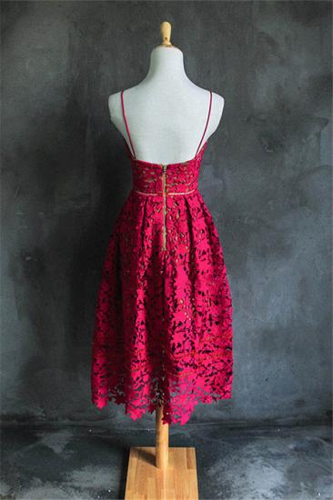Spaghetti Strap Lace Tea Length Homecoming Dresses Cute Summer Beach Prom Dresses for Juniors_2