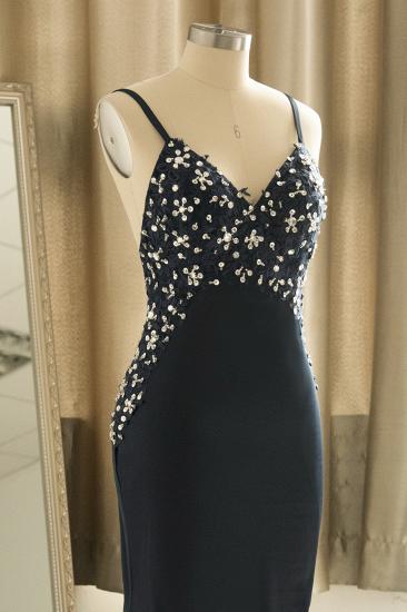 Spaghetti Strap Beaded Navy Blue Backless Beaded Prom Dress_6