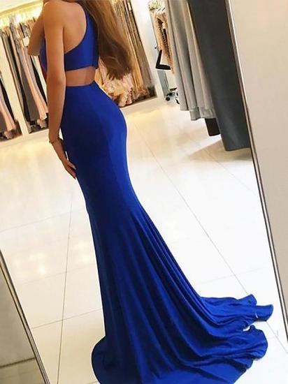 High neck Halter Royal Blue Long Prom Dresses_2