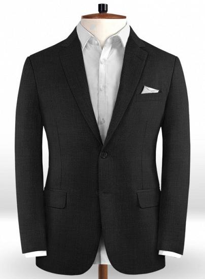 Black charcoal wool notched lapel casual suit | two-piece suit_2