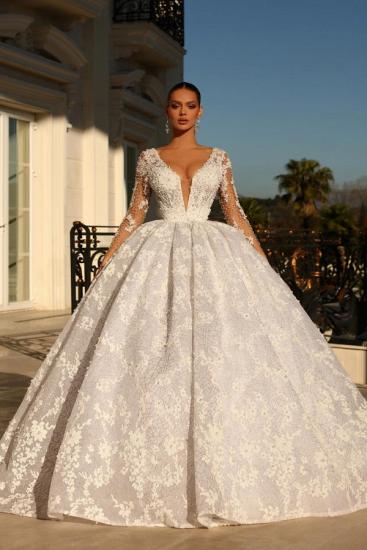 Elegante Brautkleider Prinzessin | Spitzenhochzeitskleider mit Ärmeln