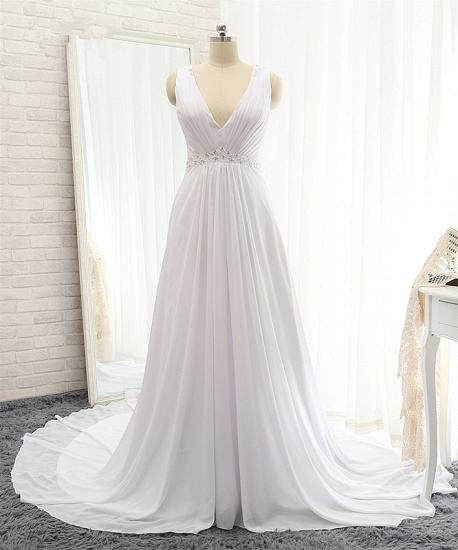 TsClothzone Modest Straps V-neck Sleeveless Wedding Dresses White Chiffon Bridal Gowns Online_6