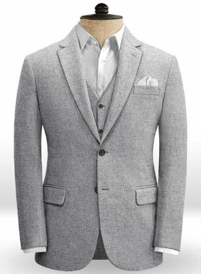Zweiteiliger Retro-Anzug aus reinem grauem Tweed_4
