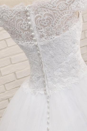 TsClothzone Modest Bateau Tulle Ruffles Wedding Dresses With Appliques A-line White Lace Bridal Gowns On Sale_6