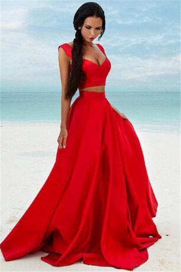 Sexy Two Piece Red Formal Dresses 2022 Cheap Sleeveless Evening Gown_1