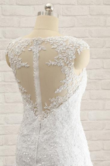 TsClothzone Modest Sleeveless Jewel Wedding Dresses With Appliques White Mermaid Bridal Gowns On Sale_6