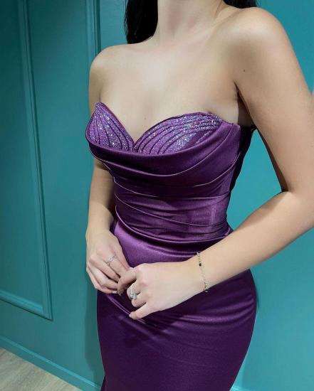 Purple Simple Heart Collar and Floor Length Sleeveless Prom dresses_3