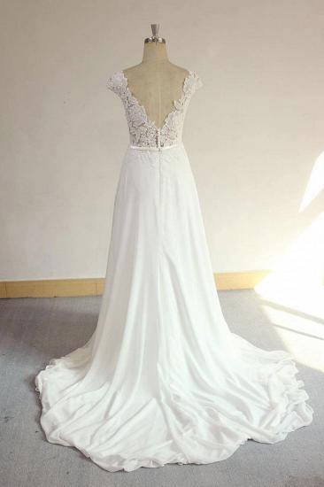 Sexy V-neck Appliques Sleeveless Wedding Dress | A-line Chiffon White Bridal Gown_3