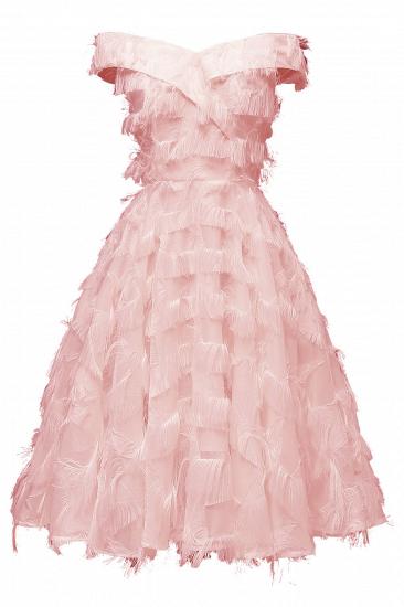 Sexy off-the-shoulder Artifical Feather Princess Vintage Homecoming Dresses | Womens Retro A-line Pink Cocktail Dress_5