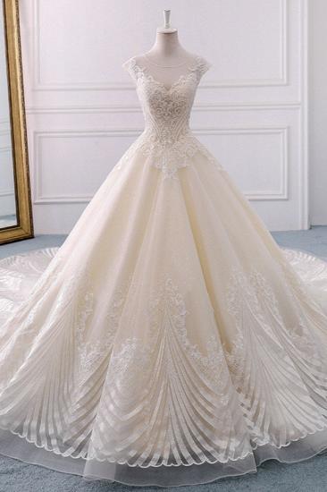 TsClothzone Gorgeous Jewel Lace Appliques Wedding Dress Sleeveless Beadings Bridal Gowns with Sequins Online