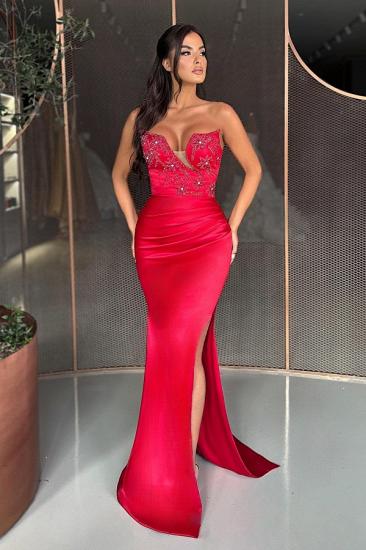 Elegant evening dresses long red | Glitter prom dresses_1