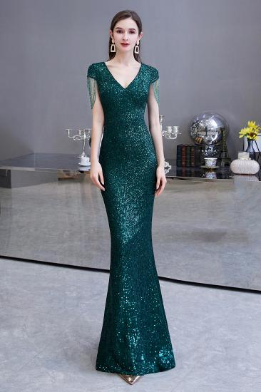 Shining Sequined Emerald Green Mermaid Cap sleeve Long Prom Dress