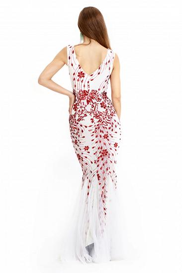 Elegant Deep V-neck Mermaid Evening Dress with Ruby Beads | Long Floor length Formal Dress_4