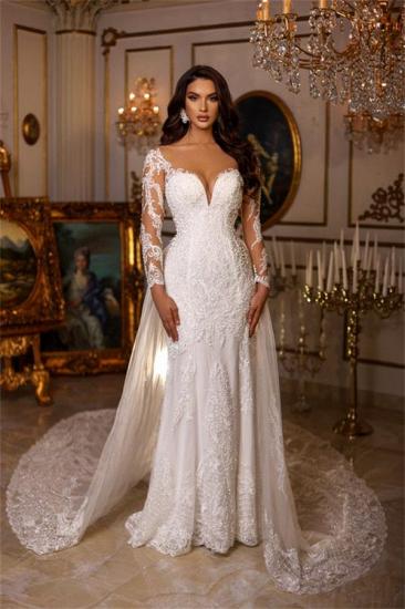 Designer Wedding Dresses A Line Lace | Wedding dresses with sleeves_1