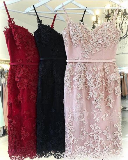Pink Lace Sheath Short Party Dresses 2022 | Sexy Straps Cheap Homecoming Dresses Online_3