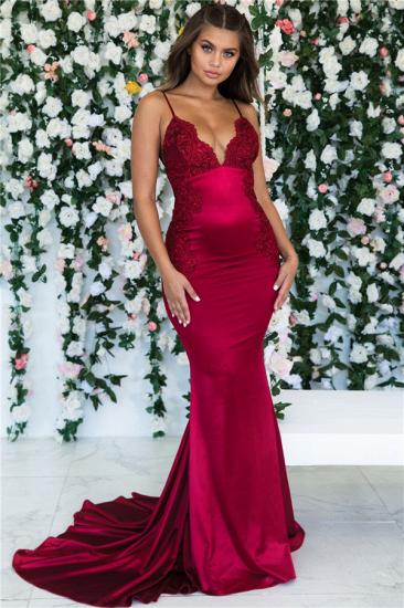 Magenta Backless Mermaid Spaghetti Straps Evening Dresses | Sleeveless Mermaid Lace Prom Dresses 2022 Cheap_2