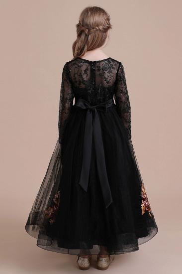 Amazing Long Sleeve Tulle Flower Girl Dress | Embroidered Little Girls Dress for Wedding_3
