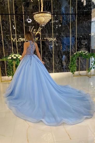 Elegante Abendkleider lang blau | Ballkleider mit Glitzer_3