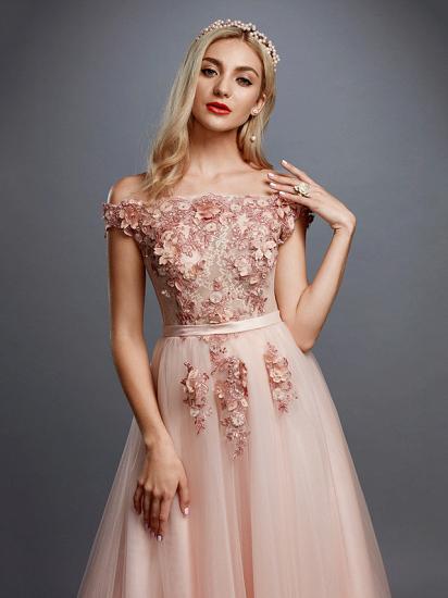 Glamorous Sleeveless Appliques Tulle A-Line Prom Dresses_4