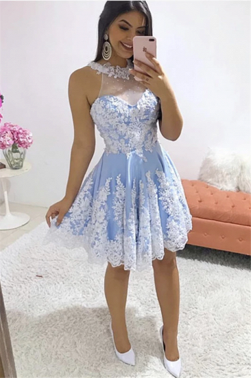 Gorgeous Jewel White Appliques Homecoming Dress | Sleeveless Short A Line Cocktail Dress_1