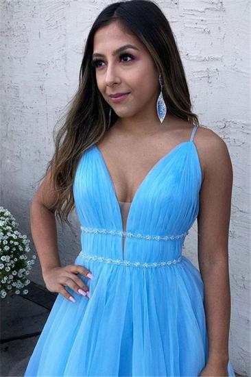 Sky Blue Spaghetti-Straps A-Line Tulle Sleeveless Prom Dress_2