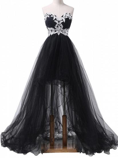 New Arrival A-Line Sweetheart Evening Gowns Black Lace Applique Party Dresses_1