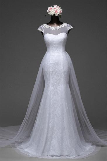 TsClothzone Glamorous Lace Jewel White Mermaid Brautkleider mit Perlenstickerei Online_6