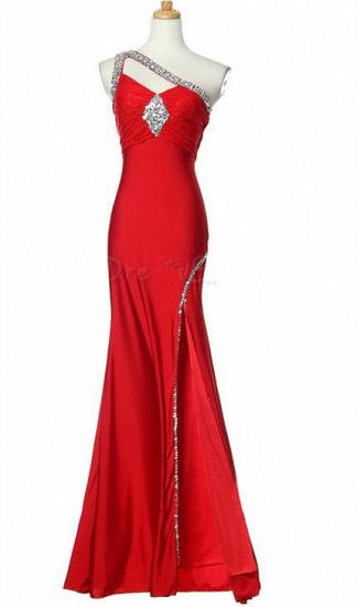 Red One Shoulder Mermaid Party Dresses Crystal Sexy 2022 Popular Long Evening Gowns