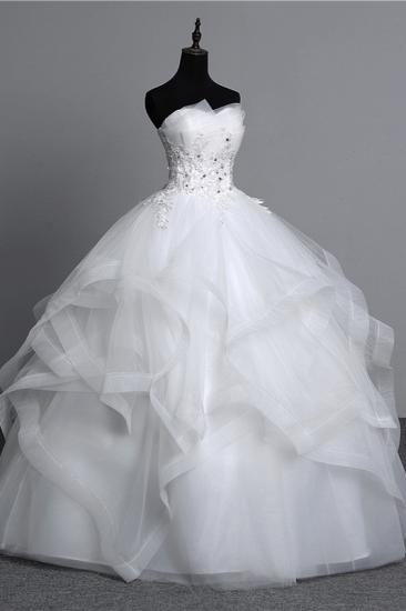 TsClothzone Gorgeous Strapless Tulle Layers Wedding Dress Appliques Beadings Bridal Gowns Online_4