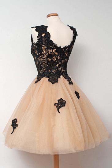 Elegant A-Line Tulle Short Homecoming Dress Sleeveless Lace Applique Mini Dresses_3