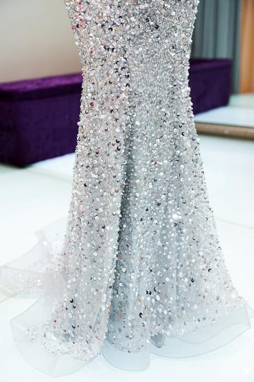 MAUDE | Mermaid Off-the-shoulder Long Sequins Silver Evening Gowns_15