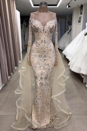 Luxury Long sleeve off-the-shoulder prom dress with fully-covered beads