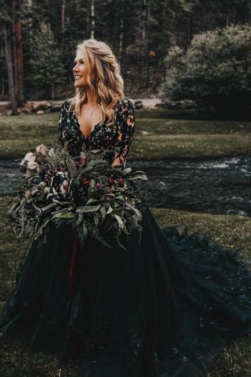 Elegant Wedding Dresses Black | Wedding dresses A line lace_6