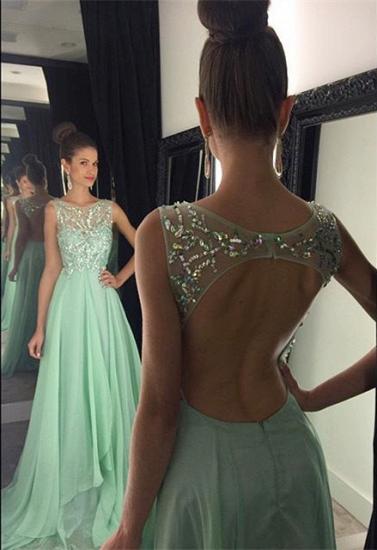 Crystal Halter Chiffon Long Prom Dress Latest Beading Backless Evening Gown_1