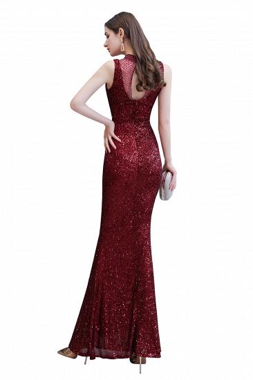 Elegant Illusion neck Burgundy Sleeveless Mermaid Prom Dress_11