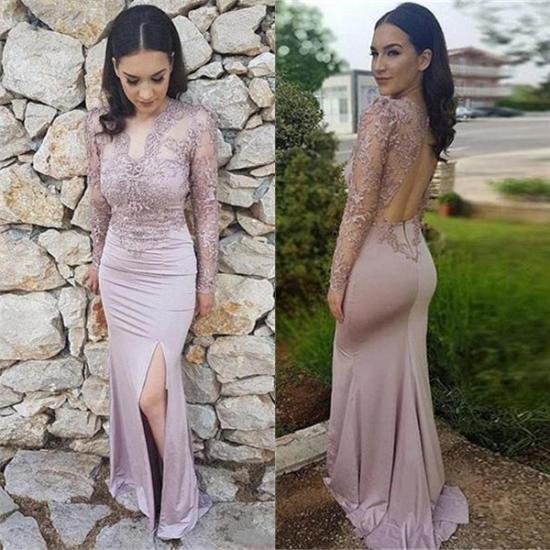 Long Sleeve Lace Prom Dresses | Cheap Prom Dress with Open Back_4